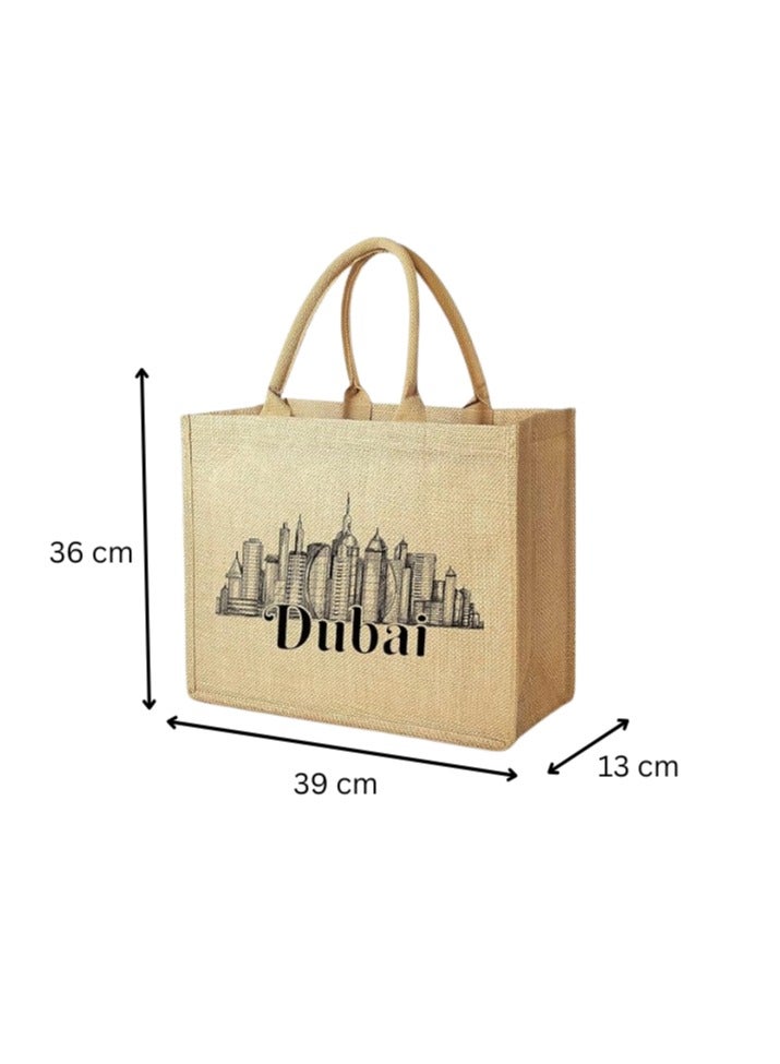 Pearl Coast Dubai Souvenir Jute Bag – EcoChic Tote Bags | Pack of 12 | Durable, Stylish & Reusable - Image 2