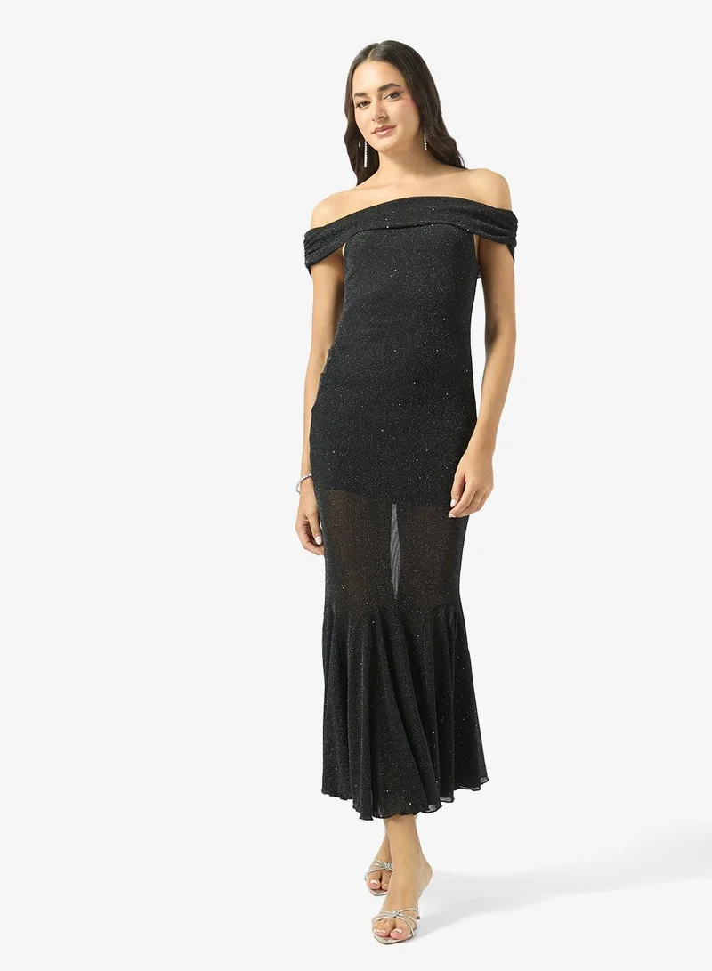 Ginger Off Shoulder Mesh Mermaid Dress