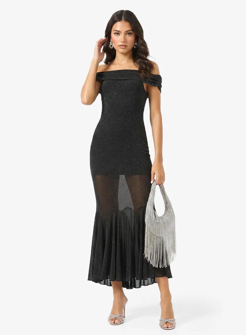 Ginger Off Shoulder Mesh Mermaid Dress