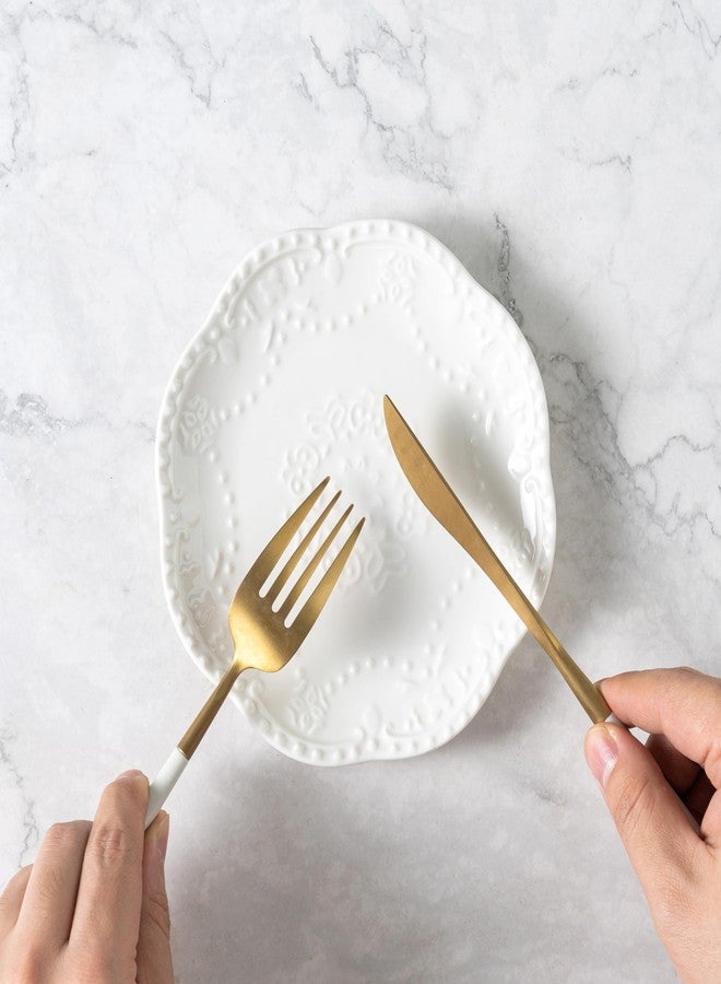 SHIDACHENG White Small Dessert Plates Set of 4,Ceramic Dinner Plates 6 Inch for Appetizer, Fruits, Cake, Salad,Microwave Safe,Christmas Gift - Image 5