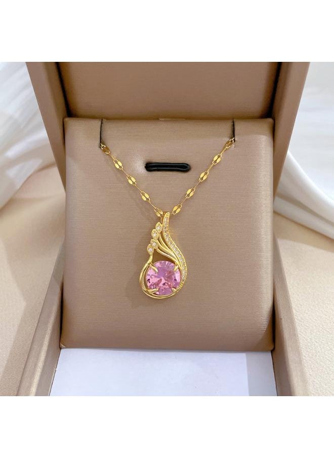 Generic - [titanium Steel] New Diamond-encrusted Four-leaf Flower Necklace Female Temperament Female High-grade Double-sided Shell Clavicle Chain Explosions - Image 1