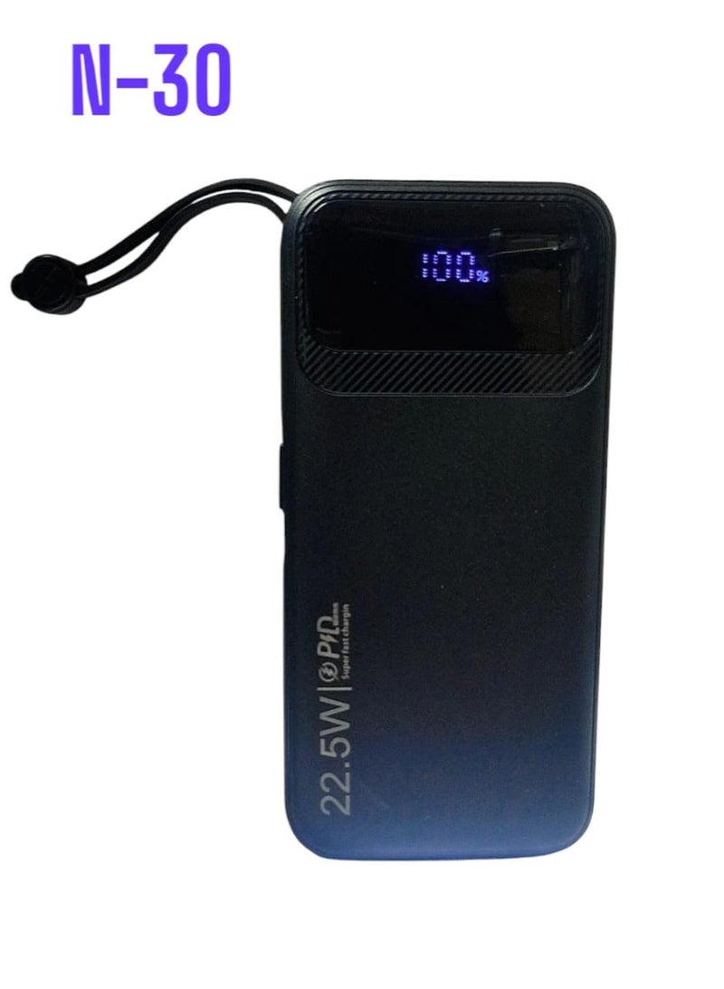 Levino N-30 10000mAh Power Bank with Fast Charging, Dual Type-C Ports, PD Output, Lightweight, Travel Approved Black - Image 1