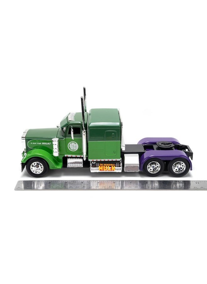 Jada Toys Jada Hollywood Rides 1:24 Scale Die-Cast 1992 Peterbilt 379 Big Rig Box Hulk Edition - Opening Doors, Rubber Tires, Detailed Interior - Marvel Licensed Collectible for Ages 8+  - Image 3