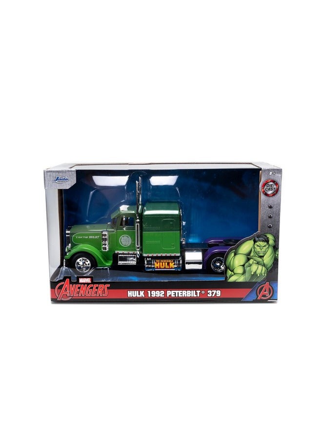 Jada Toys Jada Hollywood Rides 1:24 Scale Die-Cast 1992 Peterbilt 379 Big Rig Box Hulk Edition - Opening Doors, Rubber Tires, Detailed Interior - Marvel Licensed Collectible for Ages 8+  - Image 4