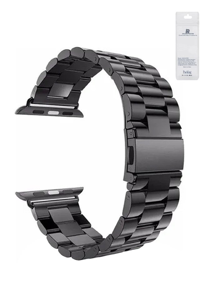 NIBEMINENT - Stainless Steel Replacement Band For Apple Watch 42/44/45/49mm Series 7/6/5/4/3/2/1 Black - Image 1