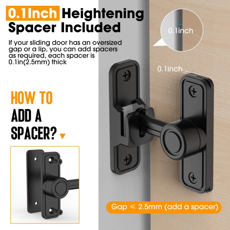 MeBantoo Sliding Barn Door Lock Hardware  90 Degree Locks For Barn Doors  Flip Gate Latches For Barn  Garden  Bathroom  Outdoor  Garage  Window (2 Pack-Black) - Image 4