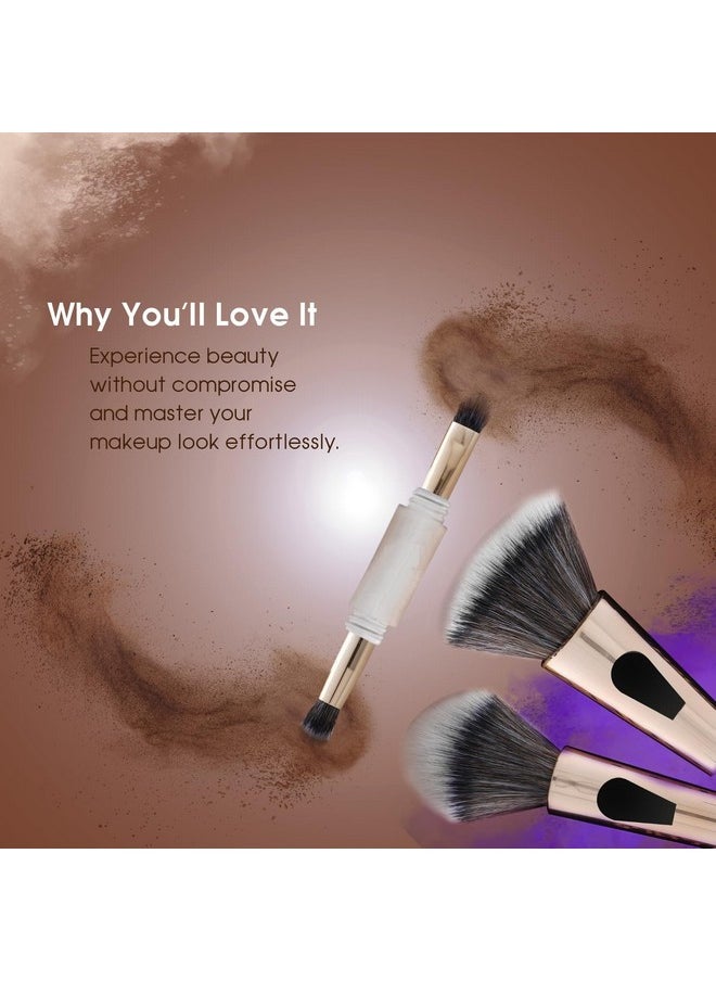 SKINPLUS SKINPLUS 4 In 1 Travel Brush With Foundation Brush, Powder Brush, Eyeshadow Blending Brush & Flat Brush | Soft Bristles Makeup Brushes Set For Women  - Image 3