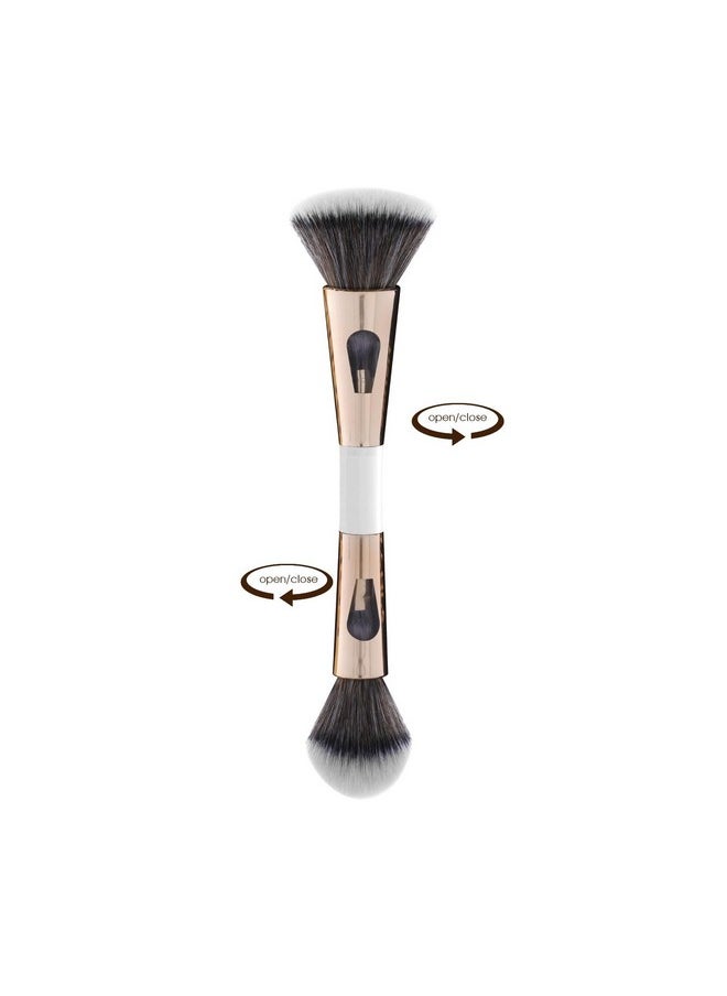 SKINPLUS SKINPLUS 4 In 1 Travel Brush With Foundation Brush, Powder Brush, Eyeshadow Blending Brush & Flat Brush | Soft Bristles Makeup Brushes Set For Women  - Image 1