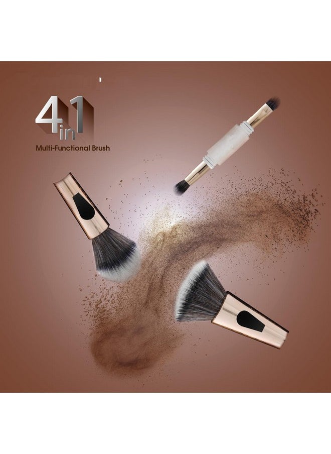 SKINPLUS SKINPLUS 4 In 1 Travel Brush With Foundation Brush, Powder Brush, Eyeshadow Blending Brush & Flat Brush | Soft Bristles Makeup Brushes Set For Women  - Image 5