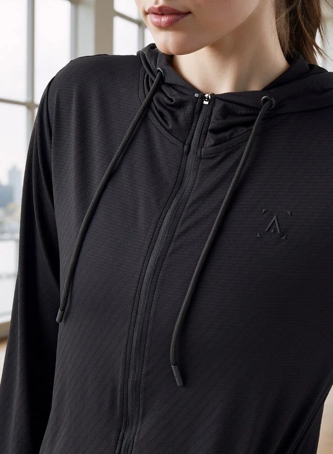 ADOT by Splash Textured Zip Through Hoodie with Pockets
