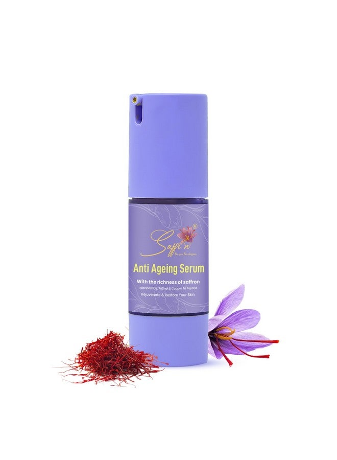 Saffr'n Anti Ageing Serum with Saffron extract, 5% Niacinamide, Peptides, Lactic Acid, Centella Asiatica to Reduce Ageing Signs | 30 ml - Image 1