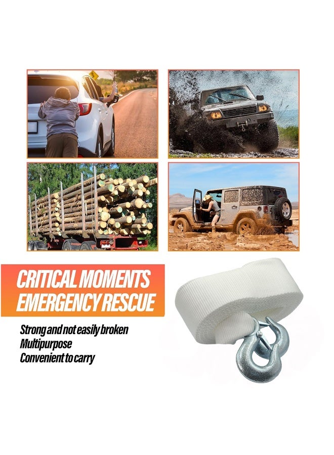 ST-206E 5M Heavy Duty Tow Rope 5000kg Load Capacity Vehicle Towing Strap with Metal Hooks Safety Latch Wide Webbing Emergency Recovery Rope for Car SUV Jeep Truck Off Road Rescue Roadside Assistance Strong Nylon Webbing - Image 3