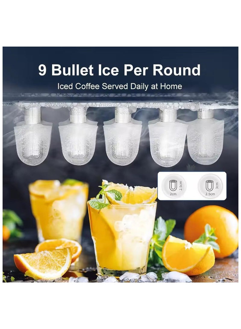 ماكينة ثلج محمولة بسلة ومغرفة، 26 رطل/24 ساعة، 9 مكعبات ثلج جاهزة في 7 دقائق، 2 مقاس من الجليد للرصاص للمنزل، المطبخ، التخييم، ر - Image 3