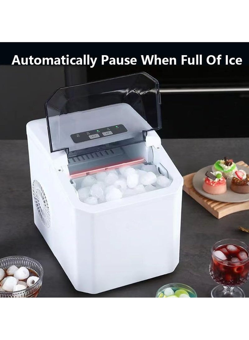 ماكينة ثلج محمولة بسلة ومغرفة، 26 رطل/24 ساعة، 9 مكعبات ثلج جاهزة في 7 دقائق، 2 مقاس من الجليد للرصاص للمنزل، المطبخ، التخييم، ر - Image 4