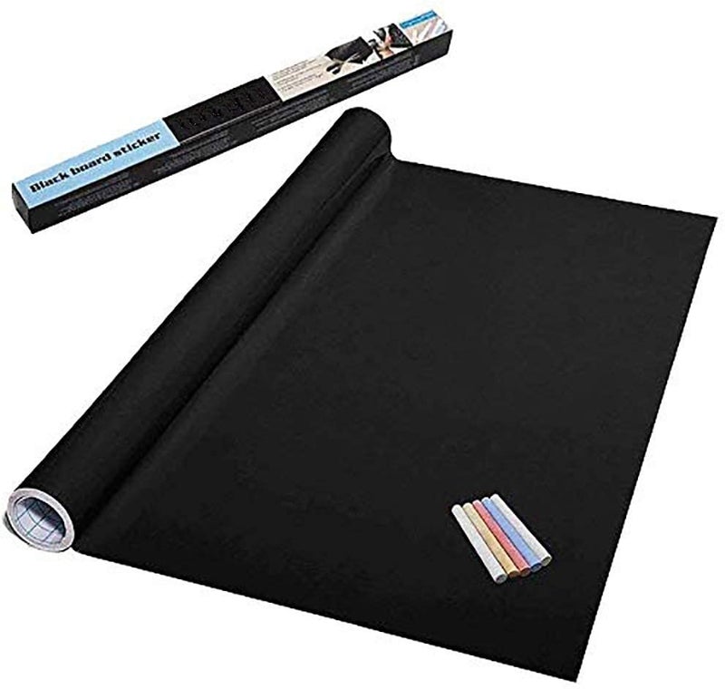 LAVNIK LAVNIK White Board Wall Sticker Removable Chalkboard Contact Paper Roll with 5 Colourful Chalks SelfAdhesive Blackboard Sticker Wallpaper Decal for Home School Office College Room Kitchen 45 x 200cm - Image 3