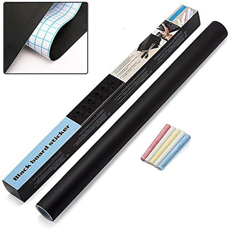 LAVNIK LAVNIK White Board Wall Sticker Removable Chalkboard Contact Paper Roll with 5 Colourful Chalks SelfAdhesive Blackboard Sticker Wallpaper Decal for Home School Office College Room Kitchen 45 x 200cm - Image 2