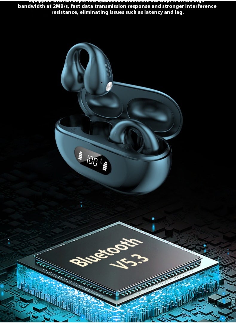 Healife Wireless Sports Bluetooth Earbuds, Over-Ear Waterproof & Sweatproof, Long Battery Life with LED Display, Noise Cancelling HD Sound（Black）  - Image 2
