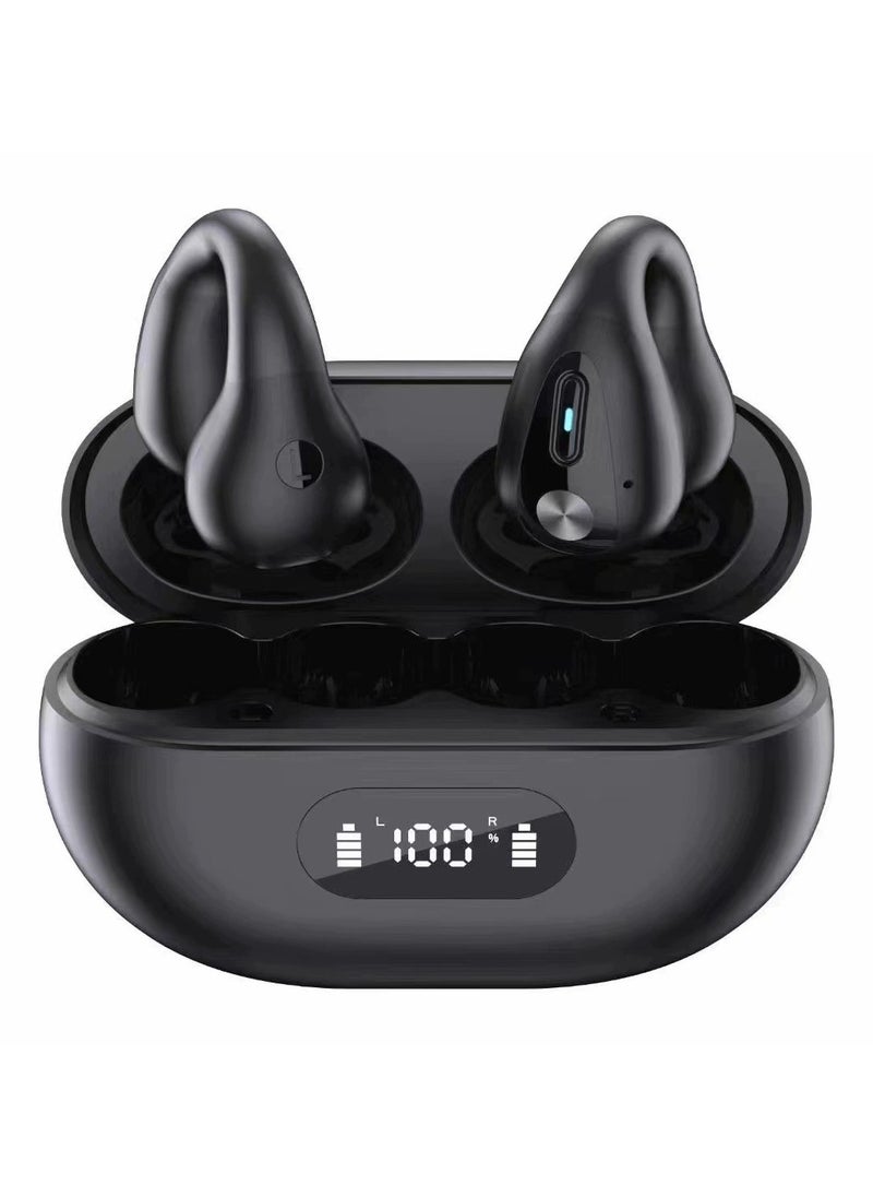 Healife Wireless Sports Bluetooth Earbuds, Over-Ear Waterproof & Sweatproof, Long Battery Life with LED Display, Noise Cancelling HD Sound（Black）  - Image 1