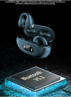 Healife Wireless Sports Bluetooth Earbuds, Over-Ear Waterproof & Sweatproof, Long Battery Life with LED Display, Noise Cancelling HD Sound（Black）  - Image 2