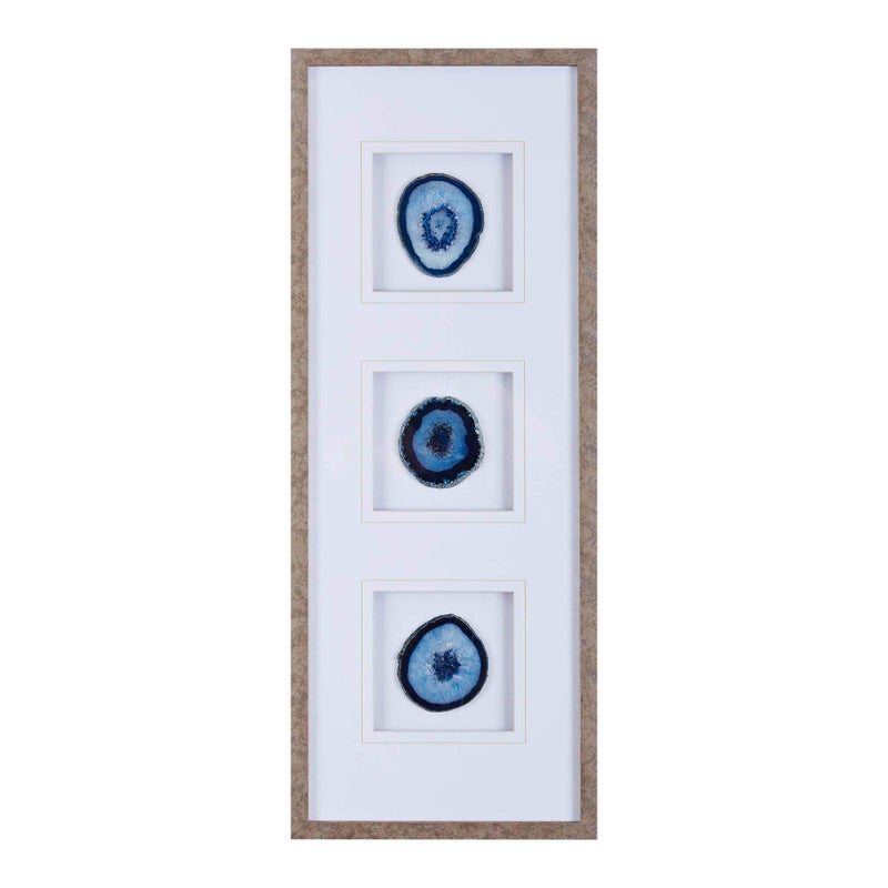 madison park Madison Park Genuine Agate Wall Art Living Room Dcor  Glass Framed 4 Inch Real Geode Stone Modern Lifestyle Entry Way Decoration Ready to Hang Panel for Bedroom 34W x 13H x 125D Blue 
