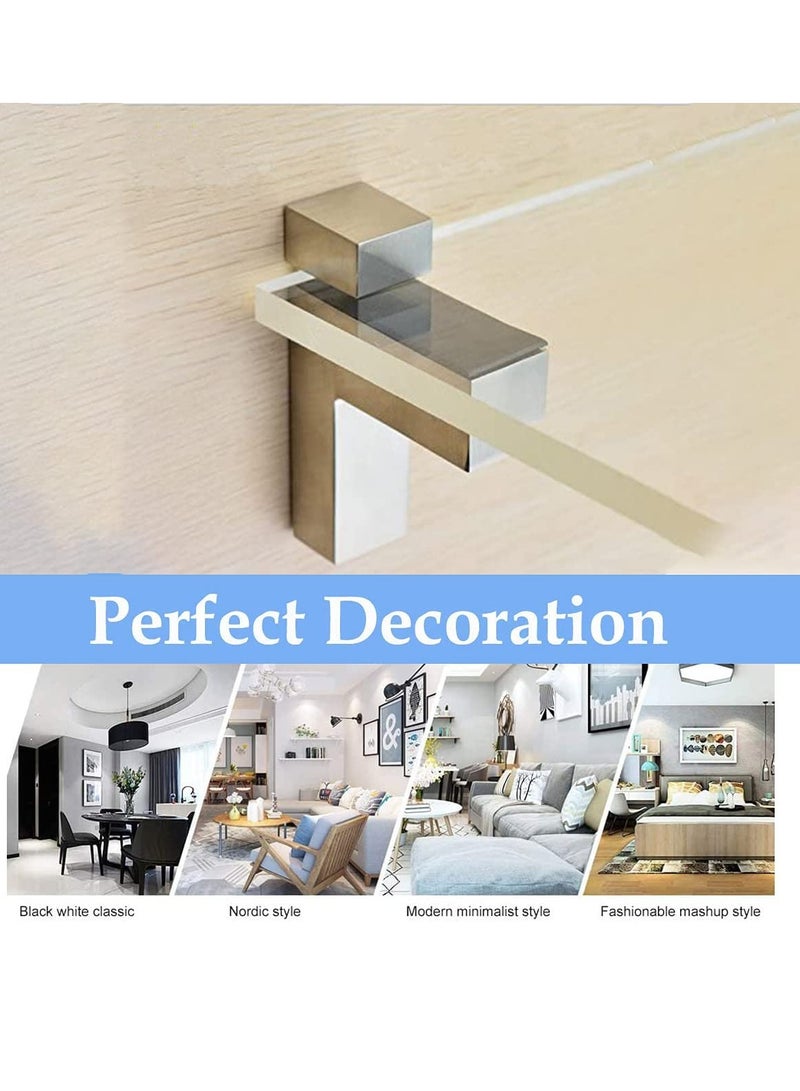 Wood Clamp Glass Shelf Bracket Holder Adjustable Solid Zinc Alloy Support Clip Wall Bracket for 3-36mm Thickness Shelf(4Pcs) - Image 5