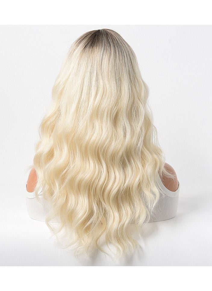 Estelle Wig Female Long Curly Hair Big Wave Medium Long Full Headgear Lightest Blonde  - Image 4