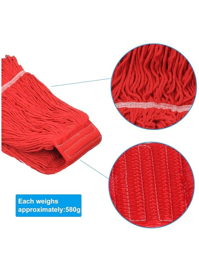 VINSTAR Mop Head Replacement,Commercial Mop Heads,Cotton Washable Industrial Mop Head,6 Inch Heavy Duty Mop Heads,Wet Industrial Cleaning Mop Head for Home,Industrial and Commercial Use Clean（RED 3 - Image 2