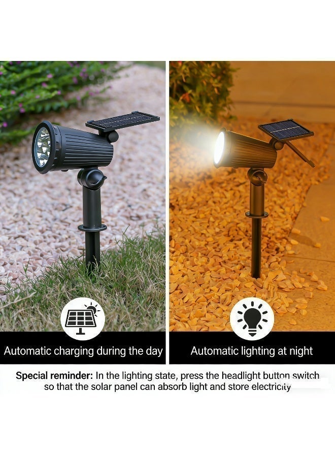 مصباحات منظرية شمسية 9LED، فوهات ضوء شمسية خارجية، مصابيح فناء، مصابيح حديقة، ضوء أبيض، علبة من 2 قطع - Image 3