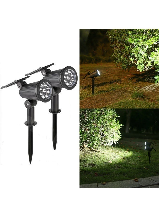 مصباحات منظرية شمسية 9LED، فوهات ضوء شمسية خارجية، مصابيح فناء، مصابيح حديقة، ضوء أبيض، علبة من 2 قطع - Image 1