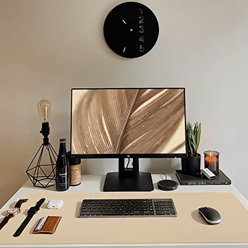 Bloss Leather Desk Pad, Mouse Pad, Non-Slip Desk Protector Mat, Leather Desk Blotter, Computer Desk Pad, Waterproof Desk Mat for Office Home Decor - Beige (31.5×15.7 Inches) - Image 2