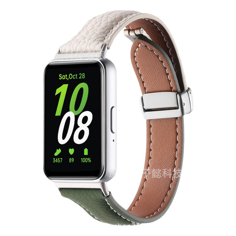 سوار ساعة ذكية باللون أخضر قابل للتعديل سوار جلدي كلاسيكي متوافق مع Samsung Galaxy Watch بملاءمة قابلة للتعديل وحزام بديل - Image 1