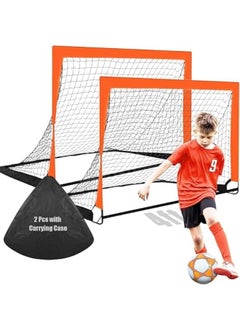 TRASSLE Folding Football Goals, 2x Portable Soccer Goals Set, Foldable Football Net for Kids with Carry Case, 120x90CM, 2 Pack Set  - Image 1