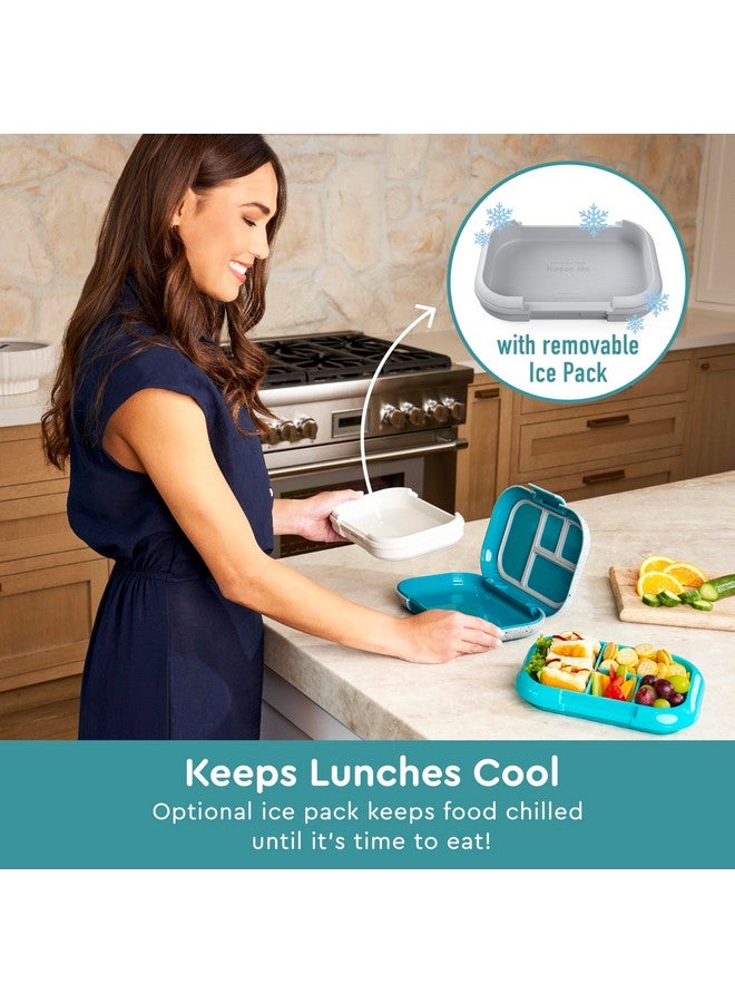 Bentgo Bentgo Kids Chill Leak-Proof Lunch Box - Included Reusable Ice Pack Keeps Food Cold; 4-Compt. Bento Box; Microwave/Dishwasher Safe; 2 Year Manufacturer's Warranty (Confetti Edition - Truly Teal)  - Image 2