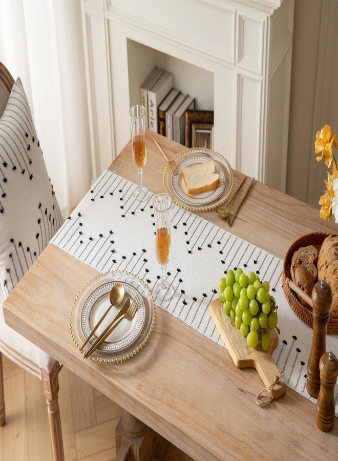 Caflife Boho Table Runner 13 x 90 Inch Long Natural Cotton Woven Runner with Tassels for Home Dining Table décor, for Modern Farmhouse Decor Coffee Table Runner, Black and Beige - Image 5