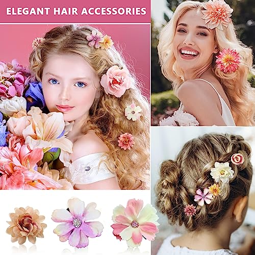 PALAY® 21pcs Bohemian Floral Hair Clip for Women Girls, Assorted Chiffon Bridal Hair Clip, Floral Hair Clip Bridal Hair Accessories for Wedding Party Photography - Image 4