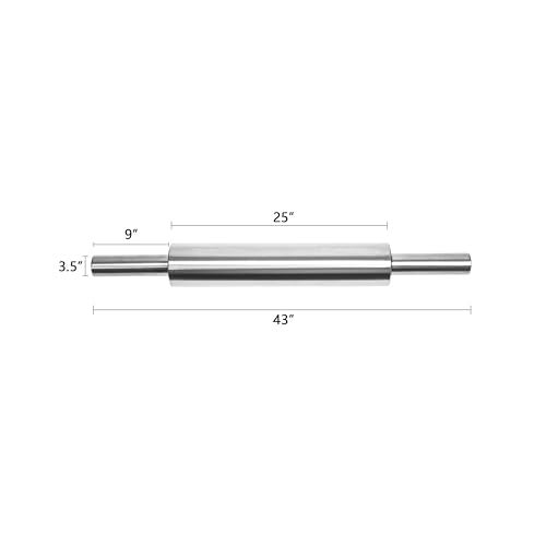 BERGFBV 17-Inch Stainless Steel Rolling Pin for Baking - Heavy Duty Metal Dough Roller with Non-Slip Handles for Pizza, Chapati, Cookies & Pastry - Dishwasher Safe - Image 2