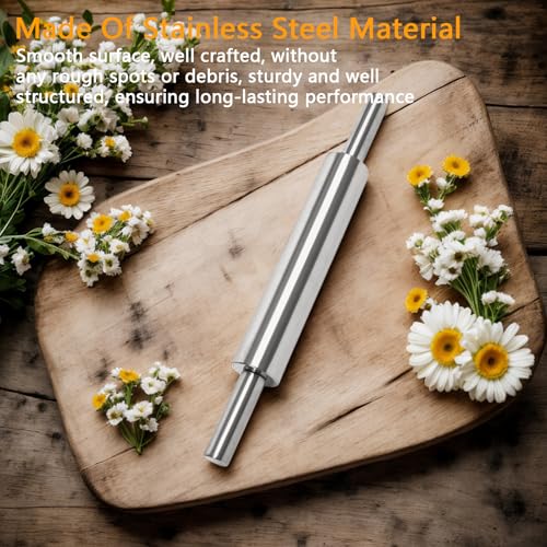 BERGFBV 17-Inch Stainless Steel Rolling Pin for Baking - Heavy Duty Metal Dough Roller with Non-Slip Handles for Pizza, Chapati, Cookies & Pastry - Dishwasher Safe - Image 3