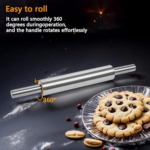 BERGFBV 17-Inch Stainless Steel Rolling Pin for Baking - Heavy Duty Metal Dough Roller with Non-Slip Handles for Pizza, Chapati, Cookies & Pastry - Dishwasher Safe - Image 4