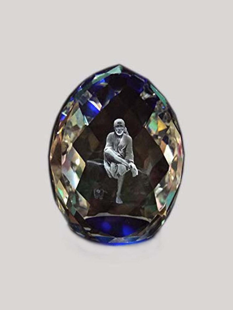 SHINDE EXPORTS shirdi sai Baba Idol for car Dashboard/Crystal Statue 2.5 inches (Blue) - Image 1