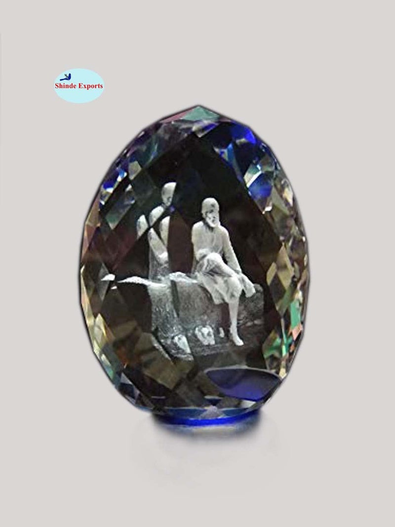 SHINDE EXPORTS shirdi sai Baba Idol for car Dashboard/Crystal Statue 2.5 inches (Blue) - Image 3