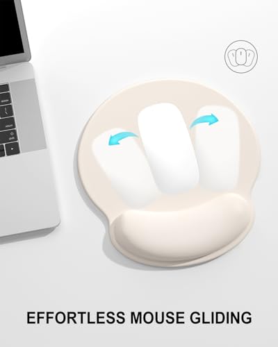 Auhoahsil Ergonomic Mouse Pad with Wrist Rest, Comfortable Silicone Non-Slip Computer Pain Relief Gel Mouse Mat with Wrist Support for Gaming, Work, Office, Women & Men, Cute Pattern, Beige - Image 5