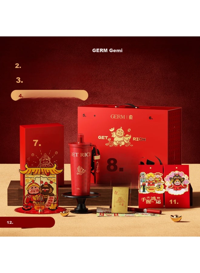 Germ Year Of The Horse New Year Red Insulated Mug Fortune Lucky Business Gift Cup Set Lucky Charm Gift Box - Image 1