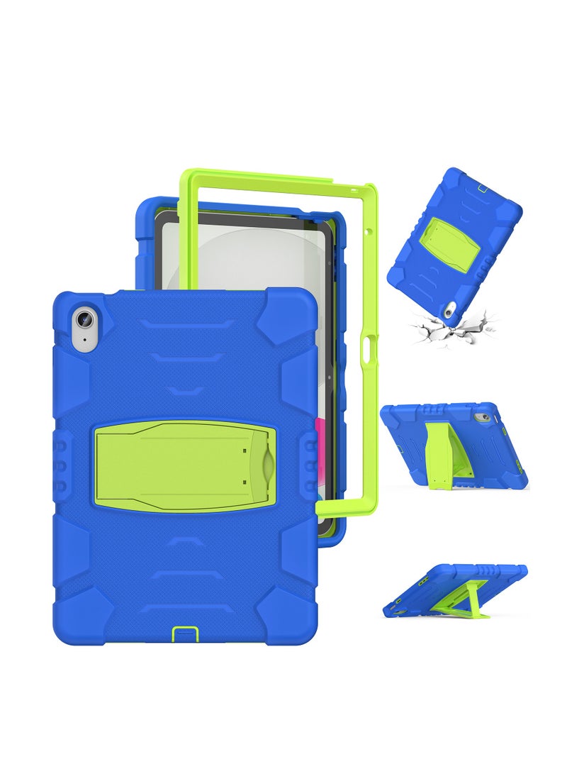 GULFLINK Shockproof High Impact Protective Case Cover with Kickstand for ipad 10th 10.9 inch 2022（A2757/A2777）Blue+Lime - Image 1