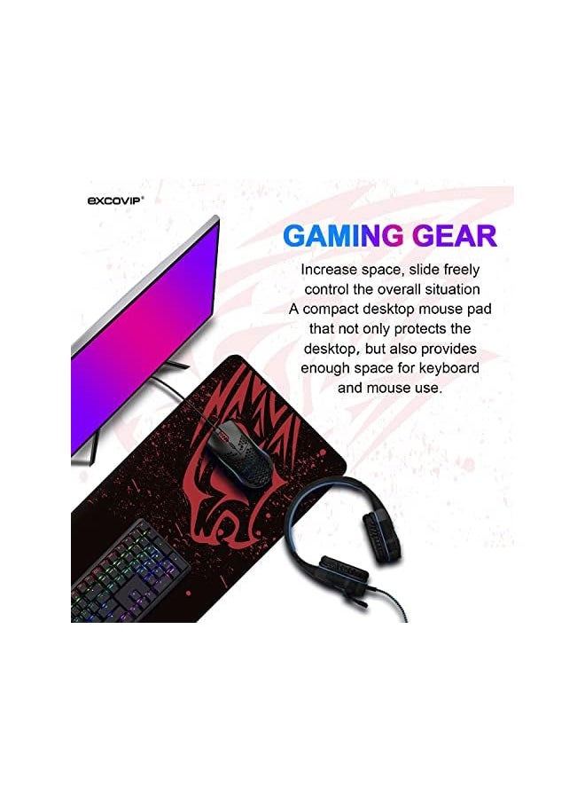 erorex - Extended Large Gaming Mouse Pad XL Non-Slip Mouse pad Mice Smooth Cloth Surface Keyboard Mouse Pads for Computers Stitched Edges Black and Red -800 x 300 x 2mm 9192 - Image 1