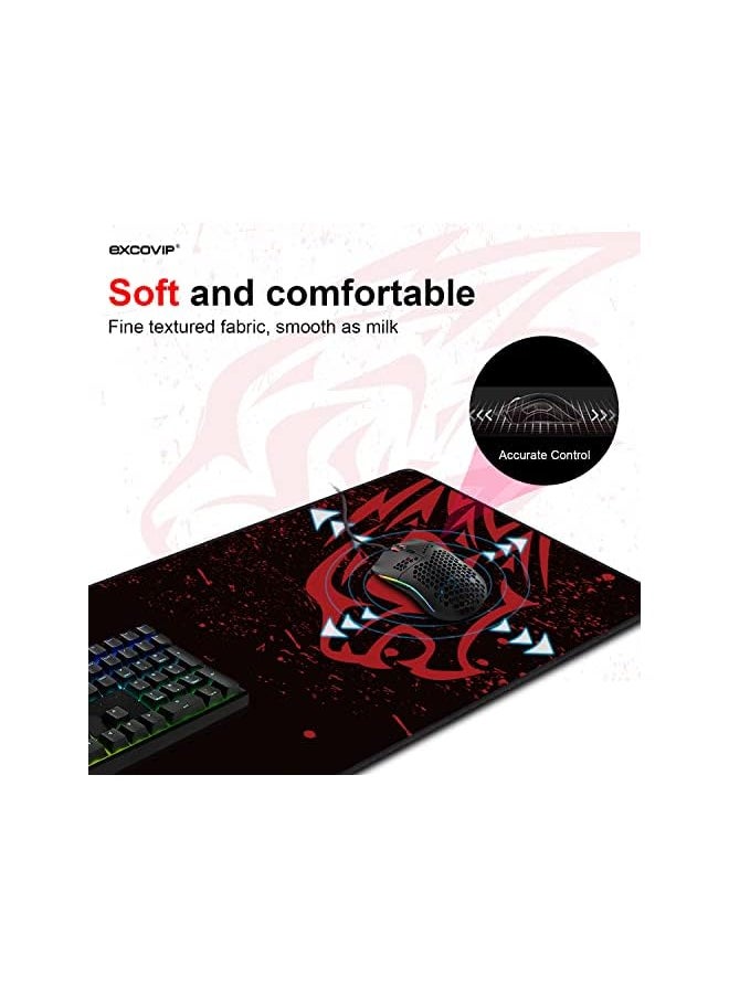 erorex - Extended Large Gaming Mouse Pad XL Non-Slip Mouse pad Mice Smooth Cloth Surface Keyboard Mouse Pads for Computers Stitched Edges Black and Red -800 x 300 x 2mm 9192 - Image 1