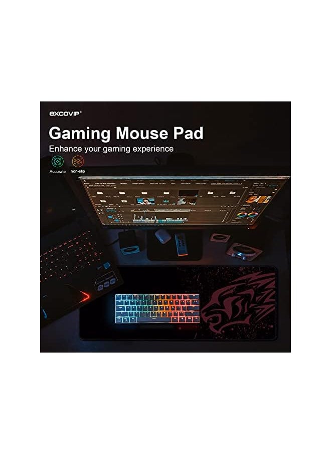 erorex - Extended Large Gaming Mouse Pad XL Non-Slip Mouse pad Mice Smooth Cloth Surface Keyboard Mouse Pads for Computers Stitched Edges Black and Red -800 x 300 x 2mm 9192 - Image 1