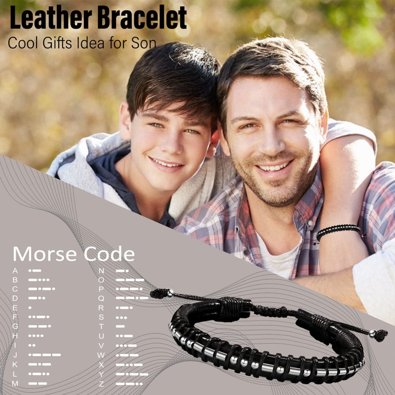 Btysun Valentines Day Gifts for Son, Son Gift Valentines Day Gifts for Him Teens Mens Bracelets Morse Code Bracelet I Love You Gift BirthdayThanksgiving Christmas Jewelry - Image 3
