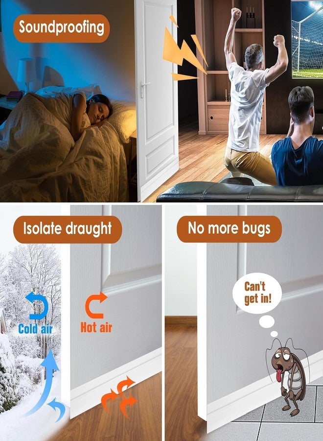 CLICKSY Silicone Self Adhesive Door Bottom Sealing Strip Guard for Home Door Protector for Home from Dust, Insects, Waterproof, Soundproof Door Seal, Door Air Blocker [1m/39inch] (White) - Image 4