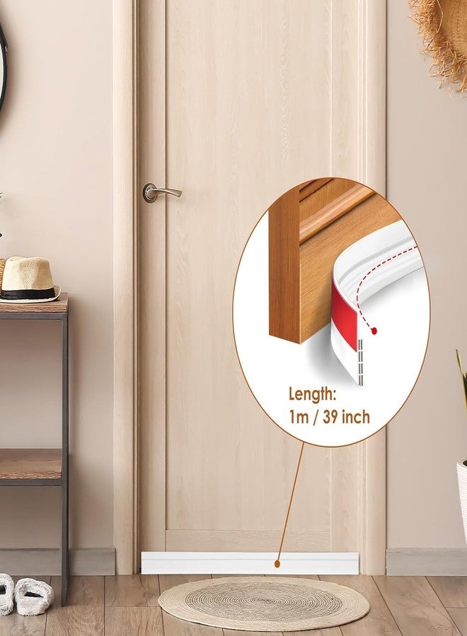 CLICKSY Silicone Self Adhesive Door Bottom Sealing Strip Guard for Home Door Protector for Home from Dust, Insects, Waterproof, Soundproof Door Seal, Door Air Blocker [1m/39inch] (White) - Image 2