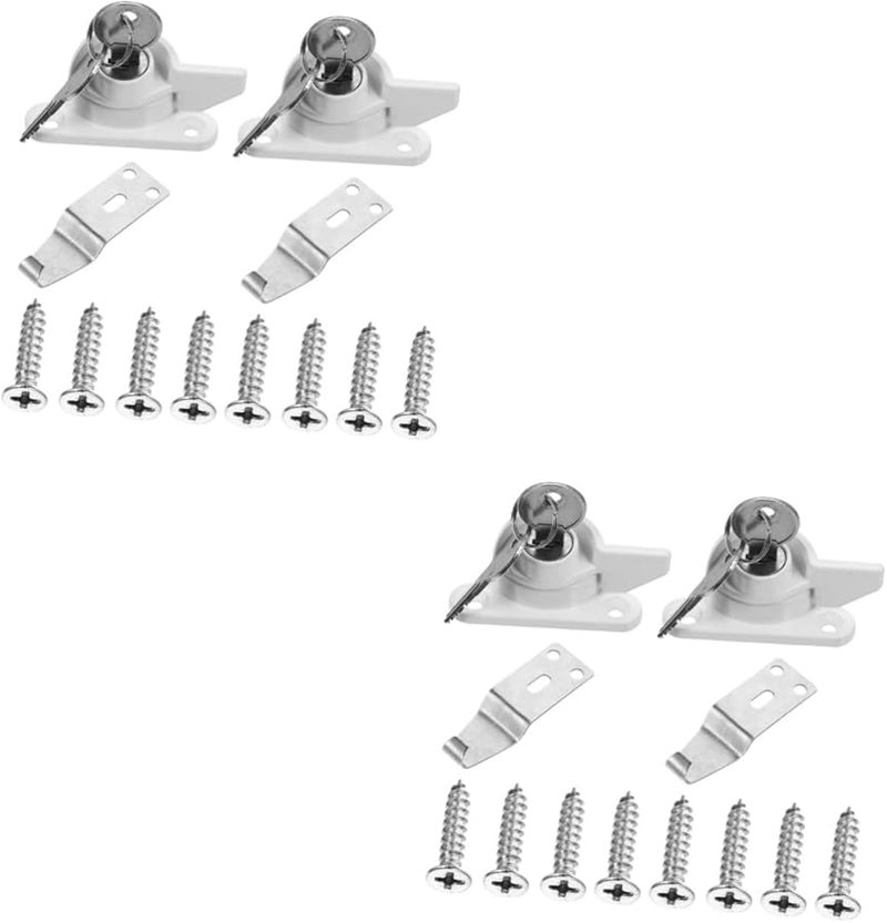 Jojofuny 4Pcs Silver Sliding Window Door Security Lock Keyless Alloy Safety Locks - Image 1